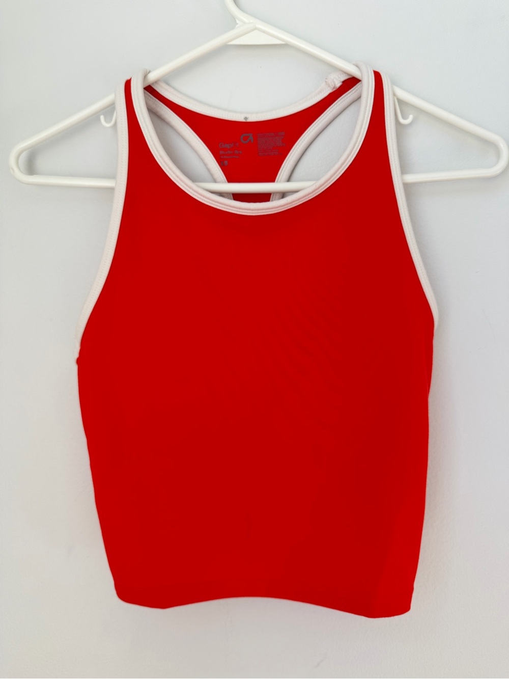 Gap fit Studio Bra Red Tank Crop Top with White Trim Size XS